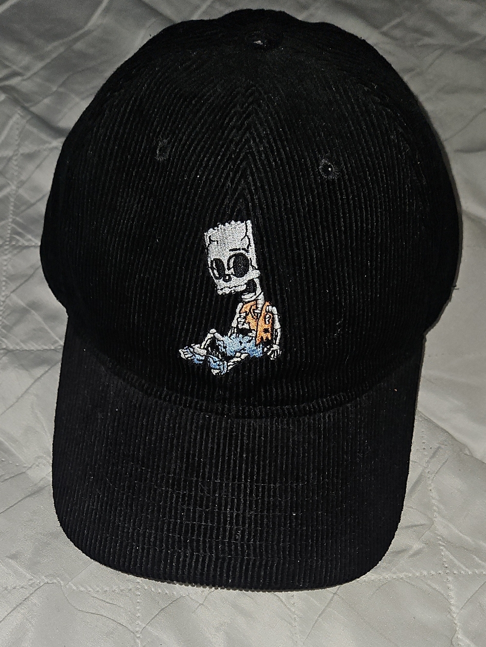 MAD Engine Black Corduroy Cap with White Skeleton Patch